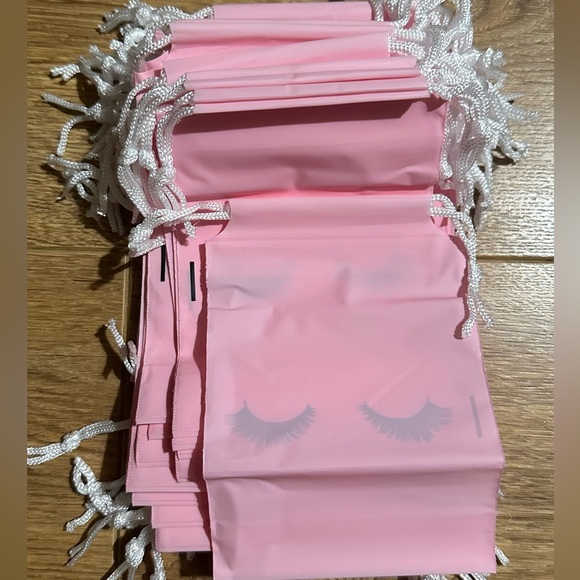 50 Pink Drawstring Gift Bags | Lash Logo | Party Favor Bags | Makeup Pouch Lot - Picture 7 of 8